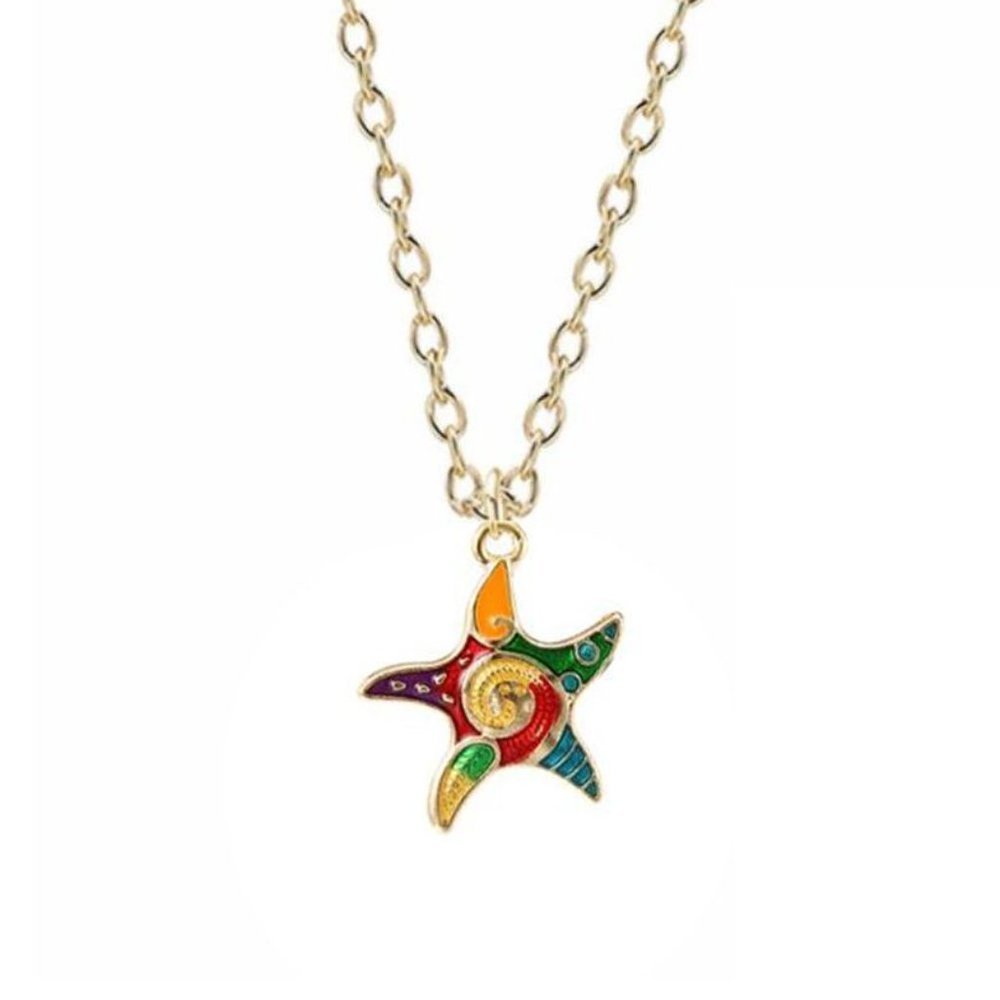 Colorful Starfish Pendant Necklace Chic Gift Star